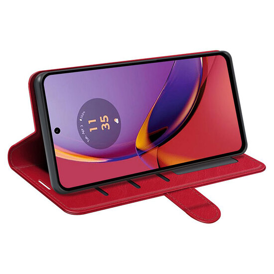 Motorola Moto G84 Hoesje - MobyDefend Wallet Book Case (Sluiting Achterkant) - Rood