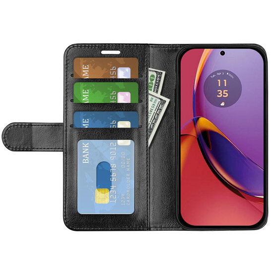 Motorola Moto G84 Hoesje - MobyDefend Wallet Book Case (Sluiting Achterkant) - Zwart