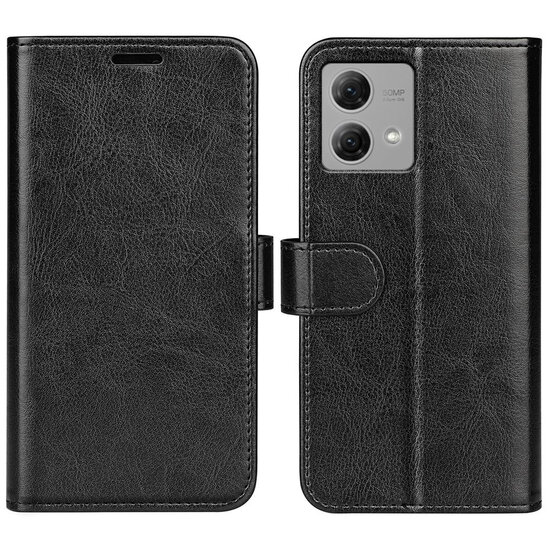 Motorola Moto G84 Hoesje - MobyDefend Wallet Book Case (Sluiting Achterkant) - Zwart