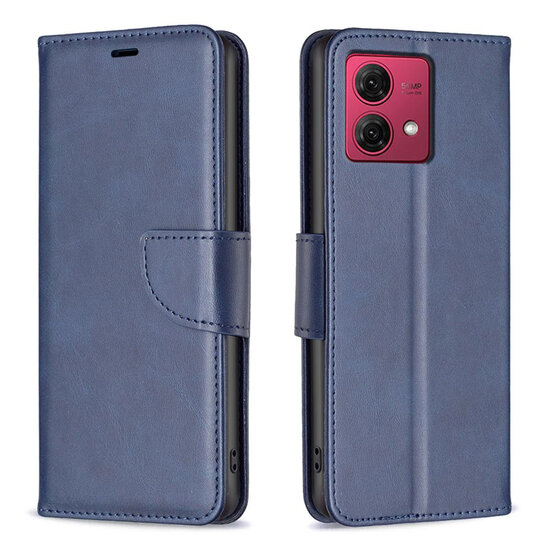 Motorola Moto G84 Hoesje - MobyDefend Wallet Book Case Met Koord - Blauw