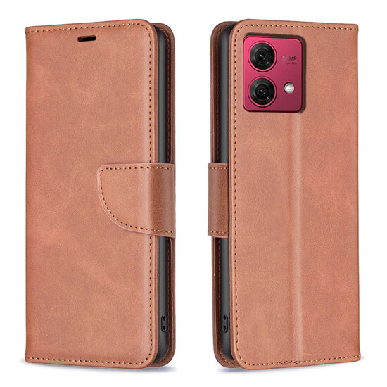 Motorola Moto G84 Hoesje - MobyDefend Wallet Book Case Met Koord - Bruin