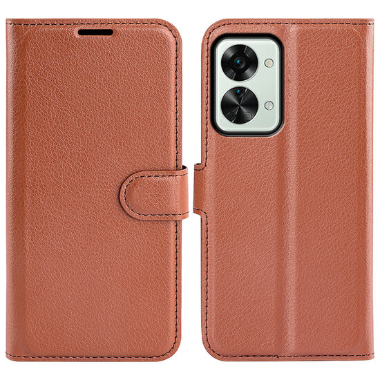 OnePlus Nord 2T Hoesje - MobyDefend Kunstleren Wallet Book Case (Sluiting Voorkant) - Bruin