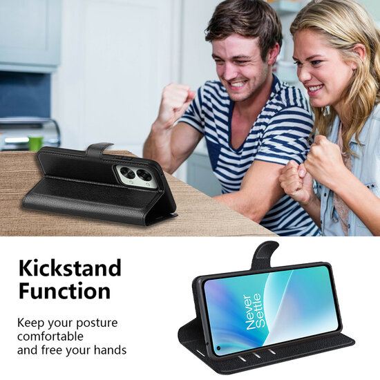 OnePlus Nord 2T Hoesje - MobyDefend Kunstleren Wallet Book Case (Sluiting Voorkant) - Zwart