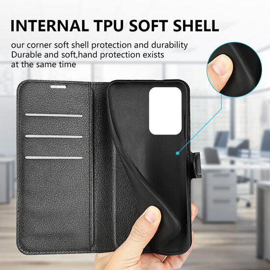 OnePlus Nord 2T Hoesje - MobyDefend Kunstleren Wallet Book Case (Sluiting Voorkant) - Zwart