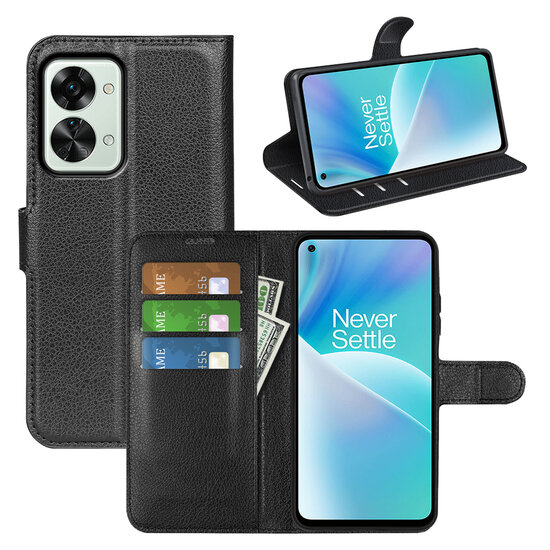 OnePlus Nord 2T Hoesje - MobyDefend Kunstleren Wallet Book Case (Sluiting Voorkant) - Zwart
