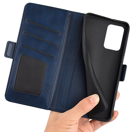 OnePlus Nord 2T Hoesje - MobyDefend Luxe Wallet Book Case (Sluiting Zijkant) - Blauw