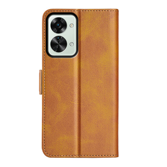 OnePlus Nord 2T Hoesje - MobyDefend Luxe Wallet Book Case (Sluiting Zijkant) - Lichtbruin