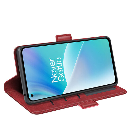 OnePlus Nord 2T Hoesje - MobyDefend Luxe Wallet Book Case (Sluiting Zijkant) - Rood