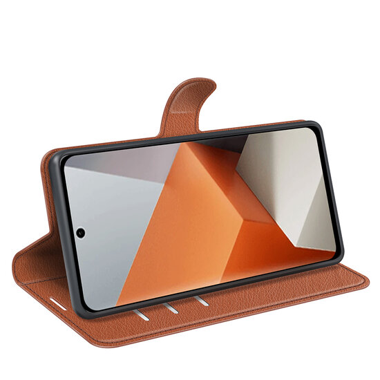 Xiaomi Redmi Note 13 Pro Plus Hoesje - MobyDefend Kunstleren Wallet Book Case (Sluiting Voorkant) - Bruin