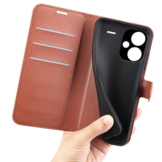 Xiaomi Redmi Note 13 Pro Plus Hoesje - MobyDefend Kunstleren Wallet Book Case (Sluiting Voorkant) - Bruin