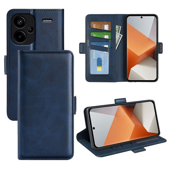 Xiaomi Redmi Note 13 Pro Plus Hoesje - MobyDefend Luxe Wallet Book Case (Sluiting Zijkant) - Blauw