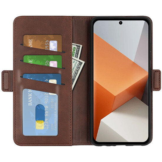 Xiaomi Redmi Note 13 Pro Plus Hoesje - MobyDefend Luxe Wallet Book Case (Sluiting Zijkant) - Bruin