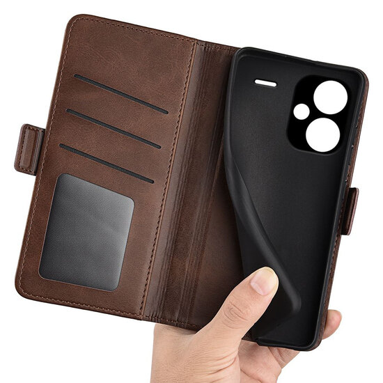 Xiaomi Redmi Note 13 Pro Plus Hoesje - MobyDefend Luxe Wallet Book Case (Sluiting Zijkant) - Bruin