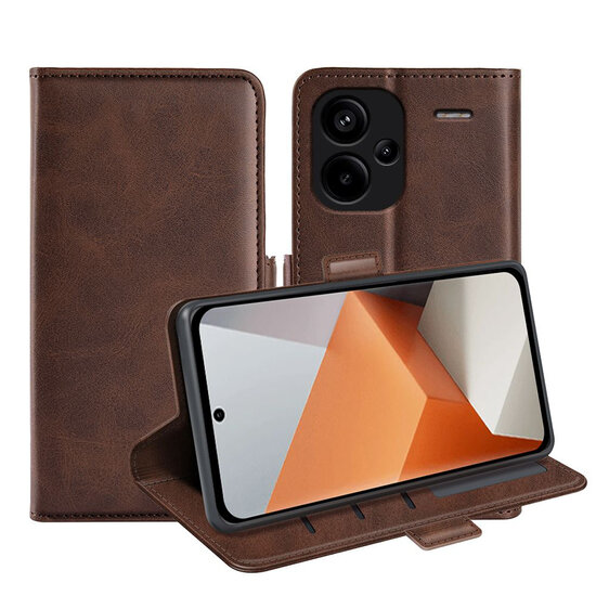 Xiaomi Redmi Note 13 Pro Plus Hoesje - MobyDefend Luxe Wallet Book Case (Sluiting Zijkant) - Bruin