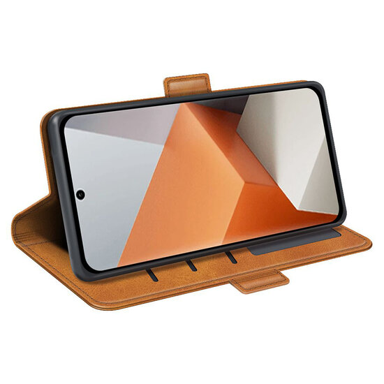 Xiaomi Redmi Note 13 Pro Plus Hoesje - MobyDefend Luxe Wallet Book Case (Sluiting Zijkant) - Lichtbruin