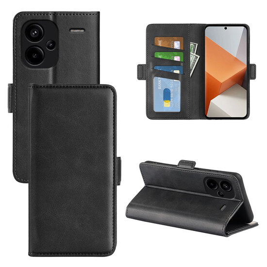 Xiaomi Redmi Note 13 Pro Plus Hoesje - MobyDefend Luxe Wallet Book Case (Sluiting Zijkant) - Zwart
