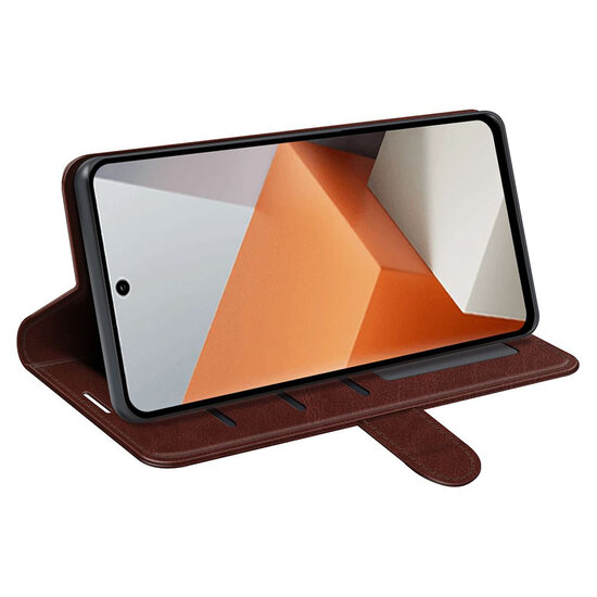 Xiaomi Redmi Note 13 Pro Plus Hoesje - MobyDefend Wallet Book Case (Sluiting Achterkant) - Bruin