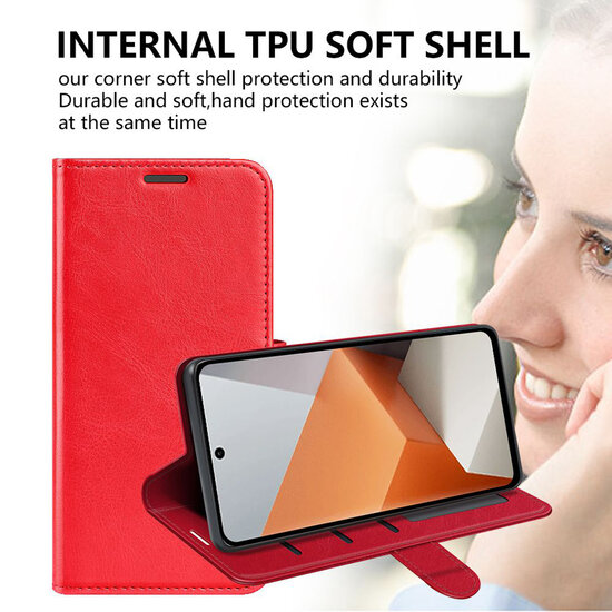 Xiaomi Redmi Note 13 Pro Plus Hoesje - MobyDefend Wallet Book Case (Sluiting Achterkant) - Bruin