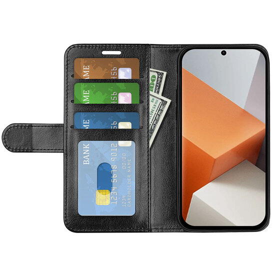 Xiaomi Redmi Note 13 Pro Plus Hoesje - MobyDefend Wallet Book Case (Sluiting Achterkant) - Zwart