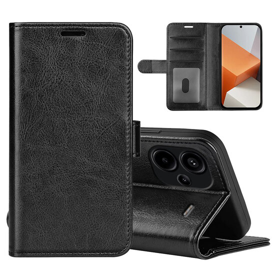 Xiaomi Redmi Note 13 Pro Plus Hoesje - MobyDefend Wallet Book Case (Sluiting Achterkant) - Zwart
