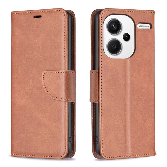 Xiaomi Redmi Note 13 Pro Plus Hoesje - MobyDefend Wallet Book Case Met Koord - Bruin