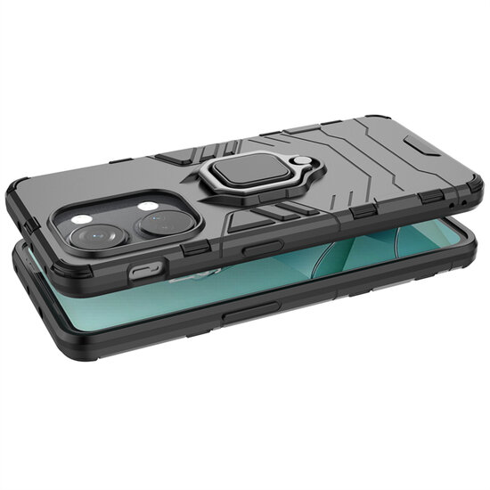OnePlus Nord 3 Hoesje - MobyDefend Dubbelgelaagde Pantsercase Met Standaard - Zwart