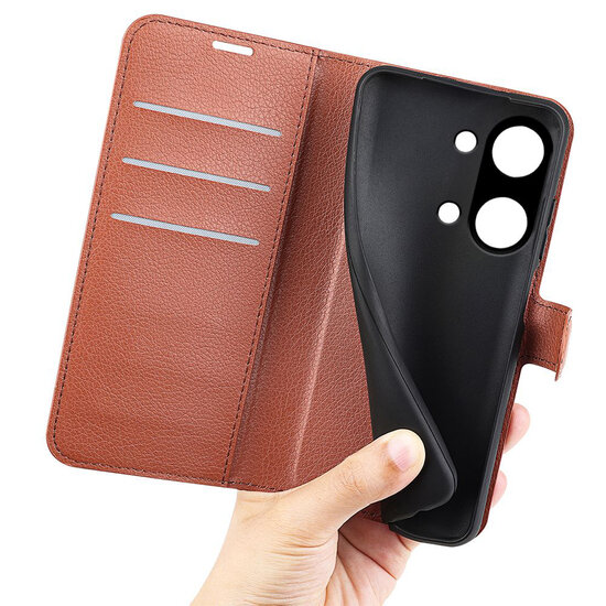 OnePlus Nord 3 Hoesje - MobyDefend Kunstleren Wallet Book Case (Sluiting Voorkant) - Bruin