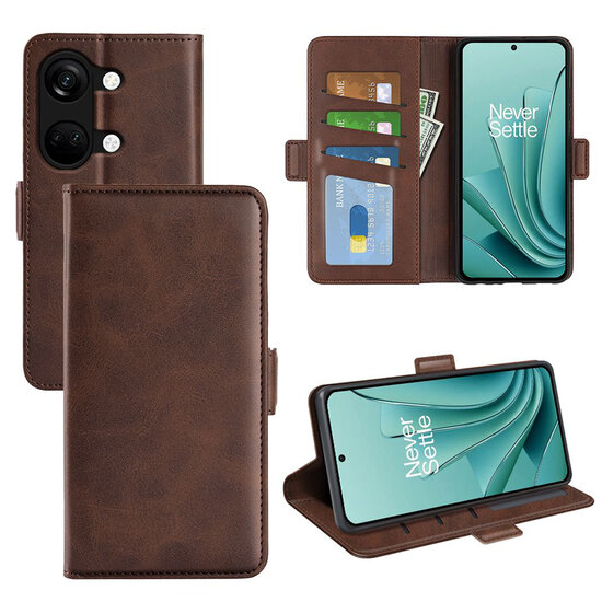 OnePlus Nord 3 Hoesje - MobyDefend Luxe Wallet Book Case (Sluiting Zijkant) - Bruin