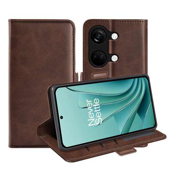 OnePlus Nord 3 Hoesje - MobyDefend Luxe Wallet Book Case (Sluiting Zijkant) - Bruin