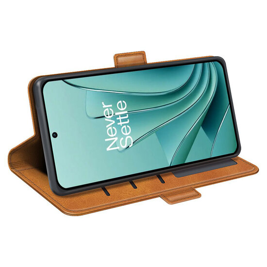 OnePlus Nord 3 Hoesje - MobyDefend Luxe Wallet Book Case (Sluiting Zijkant) - Lichtbruin