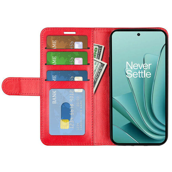 OnePlus Nord 3 Hoesje - MobyDefend Wallet Book Case (Sluiting Achterkant) - Rood