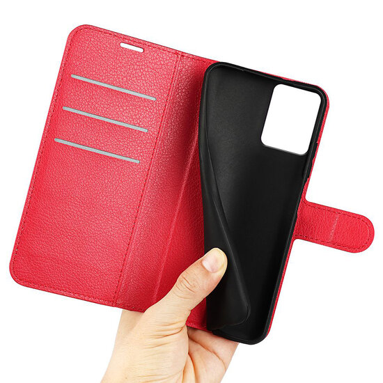 Motorola Moto E13 Hoesje - MobyDefend Kunstleren Wallet Book Case (Sluiting Voorkant) - Rood