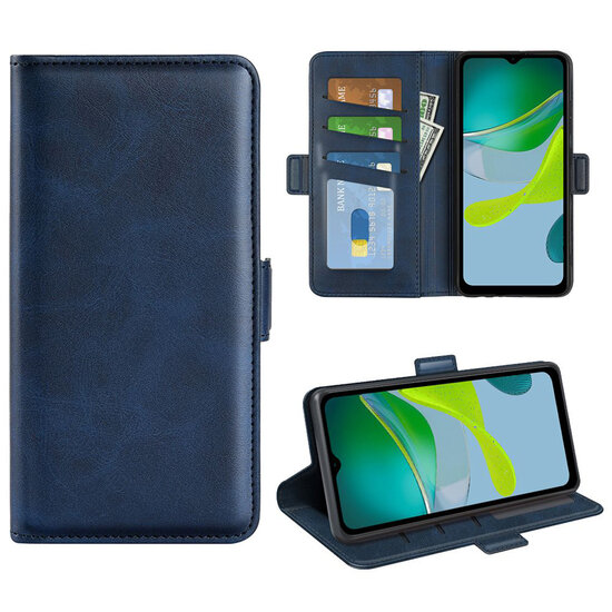 Motorola Moto E13 Hoesje - MobyDefend Luxe Wallet Book Case (Sluiting Zijkant) - Blauw