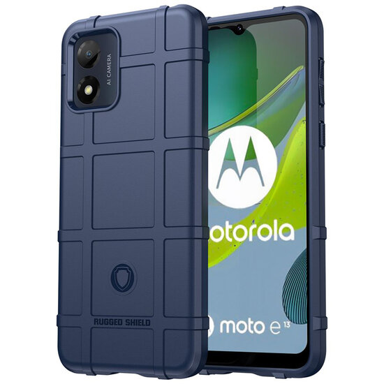 Motorola Moto E13 Hoesje - Mobydefend Rugged Shield TPU Backcover - Blauw