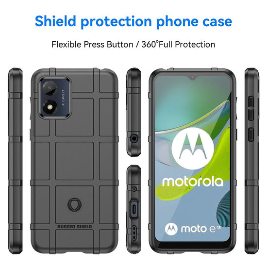 Motorola Moto E13 Hoesje - Mobydefend Rugged Shield TPU Backcover - Zwart