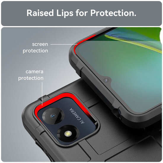 Motorola Moto E13 Hoesje - Mobydefend Rugged Shield TPU Backcover - Zwart