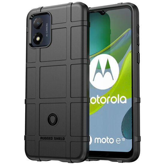 Motorola Moto E13 Hoesje - Mobydefend Rugged Shield TPU Backcover - Zwart