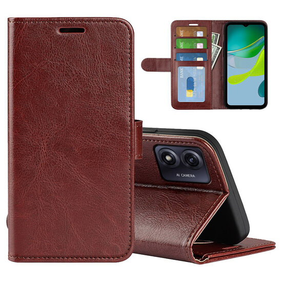 Motorola Moto E13 Hoesje - MobyDefend Wallet Book Case (Sluiting Achterkant) - Bruin