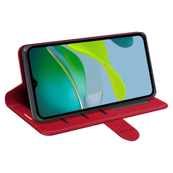 Motorola Moto E13 Hoesje - MobyDefend Wallet Book Case (Sluiting Achterkant) - Rood