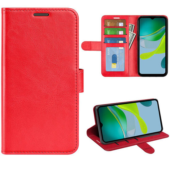 Motorola Moto E13 Hoesje - MobyDefend Wallet Book Case (Sluiting Achterkant) - Rood