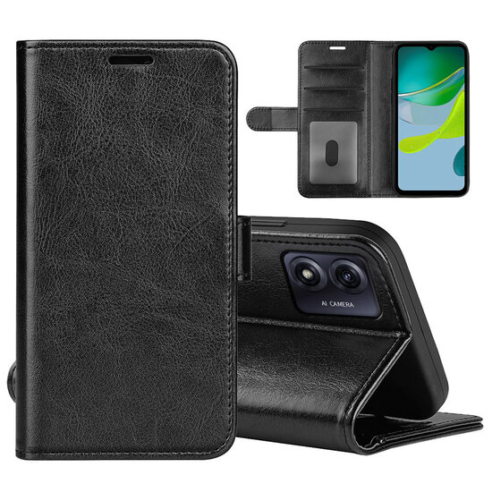 Motorola Moto E13 Hoesje - MobyDefend Wallet Book Case (Sluiting Achterkant) - Zwart