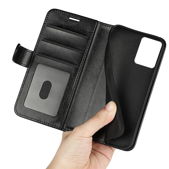 Motorola Moto E13 Hoesje - MobyDefend Wallet Book Case (Sluiting Achterkant) - Zwart