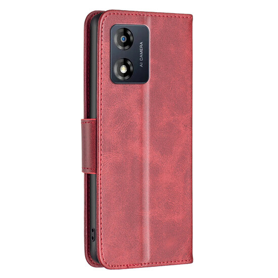 Motorola Moto E13 Hoesje - MobyDefend Wallet Book Case Met Koord - Rood