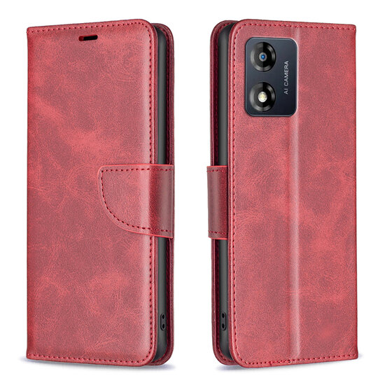Motorola Moto E13 Hoesje - MobyDefend Wallet Book Case Met Koord - Rood