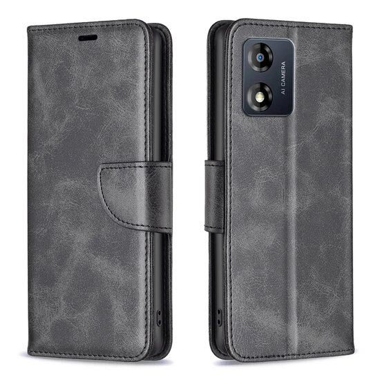 Motorola Moto E13 Hoesje - MobyDefend Wallet Book Case Met Koord - Zwart