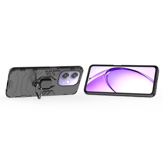 Oppo A60 5G  / Oppo A40 / Oppo A40m Hoesje - MobyDefend Dubbelgelaagde Pantsercase Met Standaard - Zwart