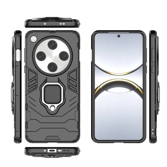 Oppo Find X8 Pro Hoesje - MobyDefend Dubbelgelaagde Pantsercase Met Standaard - Zwart