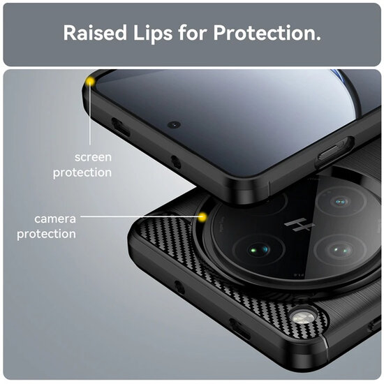 Oppo Find X8 Pro Hoesje - MobyDefend TPU Backcover - Geborstelde Metaal &amp; Carbon-Look - Zwart