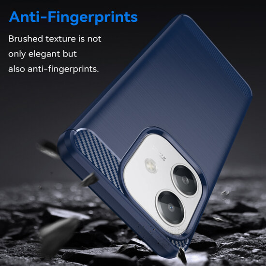 Oppo A60 5G  / Oppo A40 / Oppo A40m Hoesje - MobyDefend TPU Backcover - Geborstelde Metaal &amp; Carbon-Look - Zwart