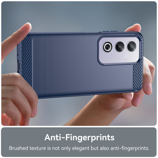 Oppo A80 5G Hoesje - MobyDefend TPU Backcover - Geborstelde Metaal &amp; Carbon-Look - Zwart